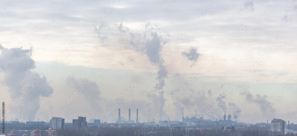 Toxic smoke from pipes at the factory Toxic smoke from pipes at the factory