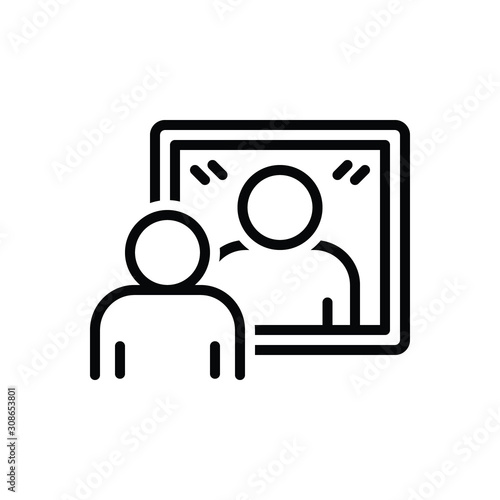 Black line icon for reflection