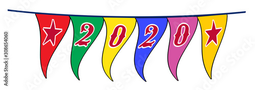 2020 Celebration Flag As Fluttering Bunting