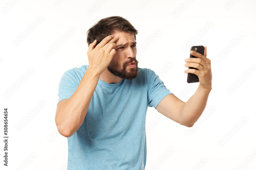 young man with mobile phone young man with mobile phone