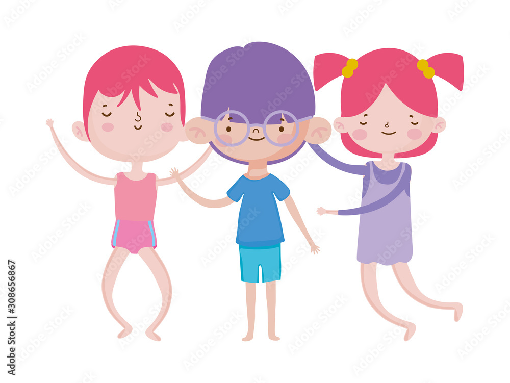 smiling group little kids cartoon characters smiling group little kids cartoon characters