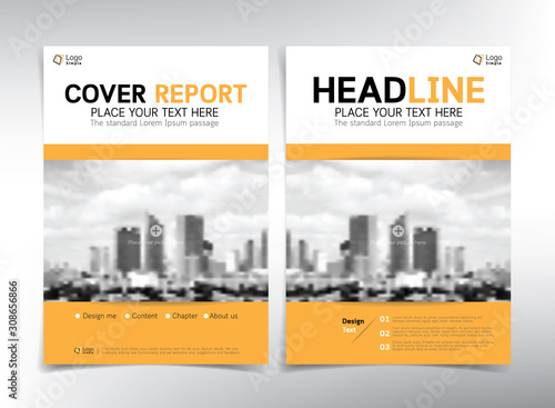 Modern business cover page, vector template, white and yellow theme