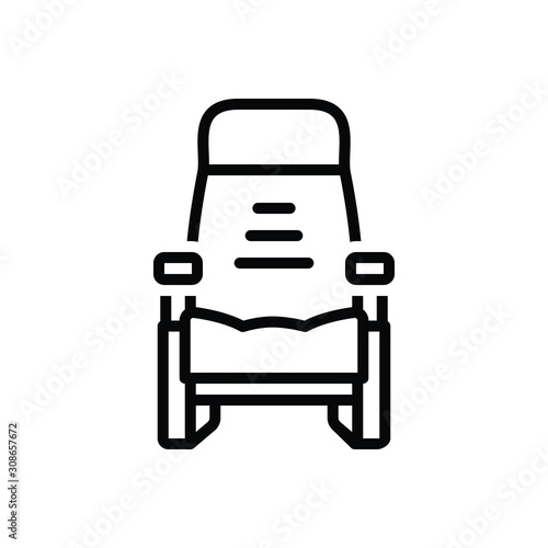 Black line icon for seat