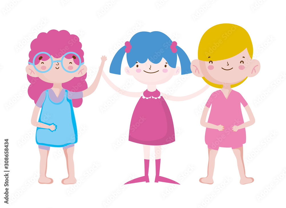 smiling group little kids cartoon characters smiling group little kids cartoon characters