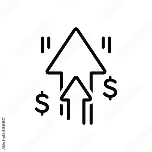 Black line icon for increased 