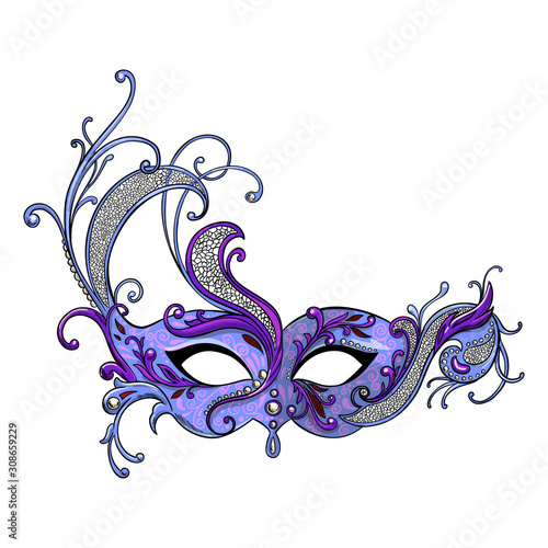 Luxury violet carnival mask with ornate decoration