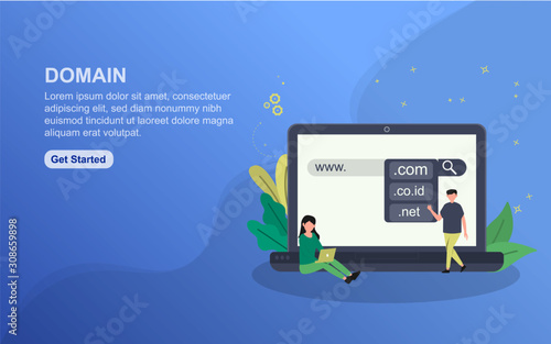 Domain landing page template. Flat design concept of web page design for website. Easy to edit and customize