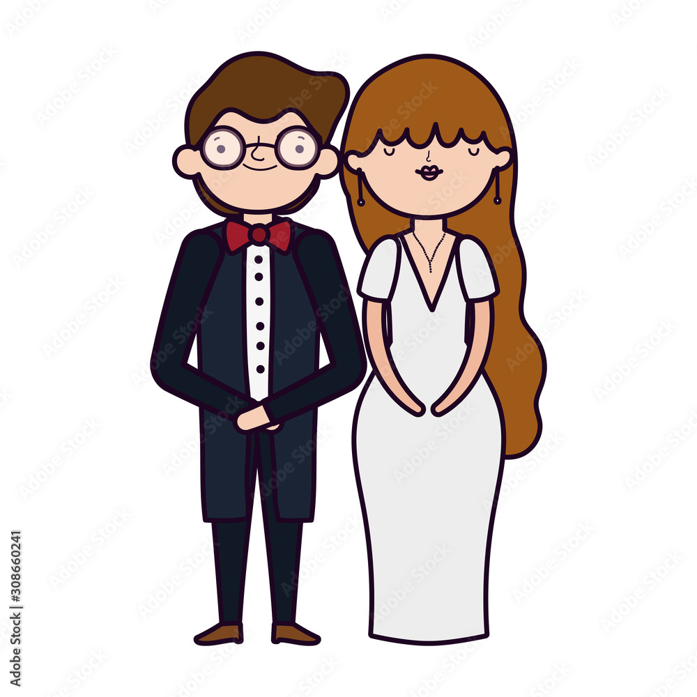 wedding couple, bride and groom in elegant suits cartoon wedding couple, bride and groom in elegant suits cartoon