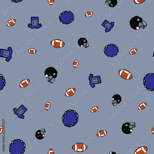 Seamless pattern with footballs and helmets