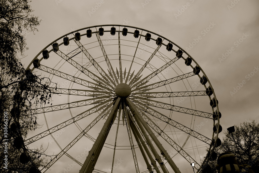 Ferris Wheel at amusement Christmas fair