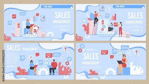 Effective Sales Management Design Landing Page Set
