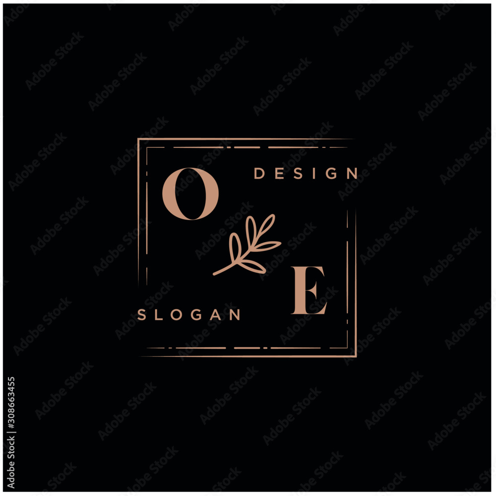 OE Beauty vector initial logo, handwriting logo of initial signature, wedding, fashion, jewerly, boutique, floral and botanical with creative template for any company or business