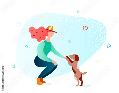 Vector illustration of the concept of caring for homeless animals.