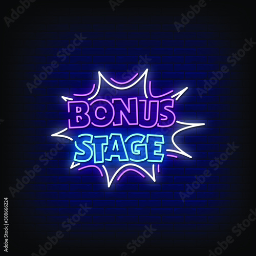 Bonus Stage Neon Signs Style Text Vector