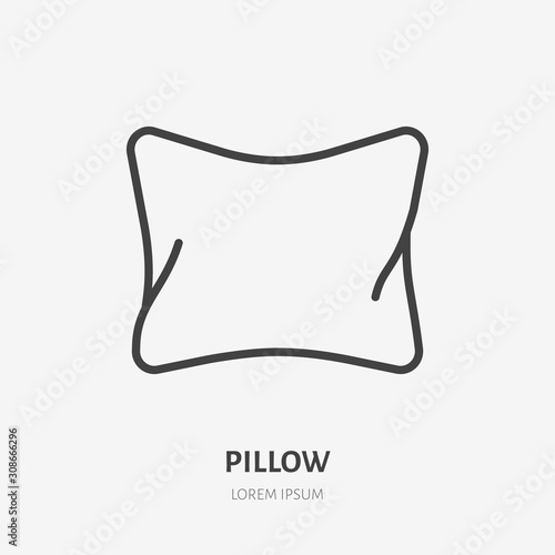 Pillow line icon, vector pictogram of bedding. Bed linen, interior illustration, home textile sign