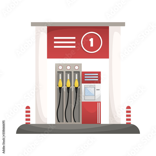 Vector isolated illustration of a gas station with ATM.