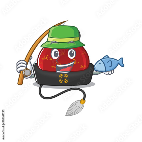 Cartoon character of funny Fishing traditional chinese hat design