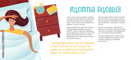 Insomnia disorder banner vector template