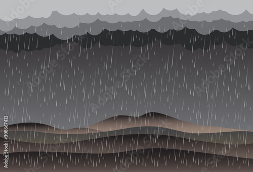 Cloud and rain, rainy season, vector design , illustration.
