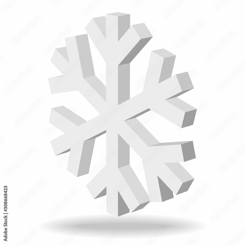 3d snowflake icon. Cold symbol vector illustration. 3d snowflake icon. Cold symbol vector illustration.