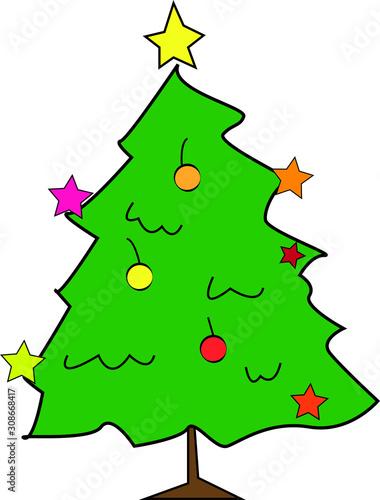 christmas tree with stars and snowflakes