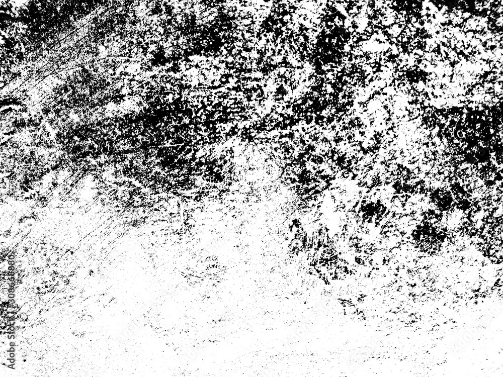 Fototapeta premium Overlay aged grainy messy template. Grunge black and white. Abstract monochrome background. Splashes of dirt on the surface. Vector pattern of dust, dirt, wear and tear