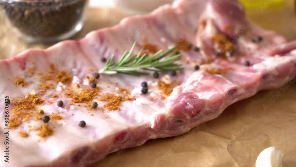 Fresh raw pork ribs with ingredients Fresh raw pork ribs with ingredients