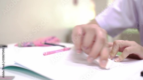 Deleting text with an eraser.