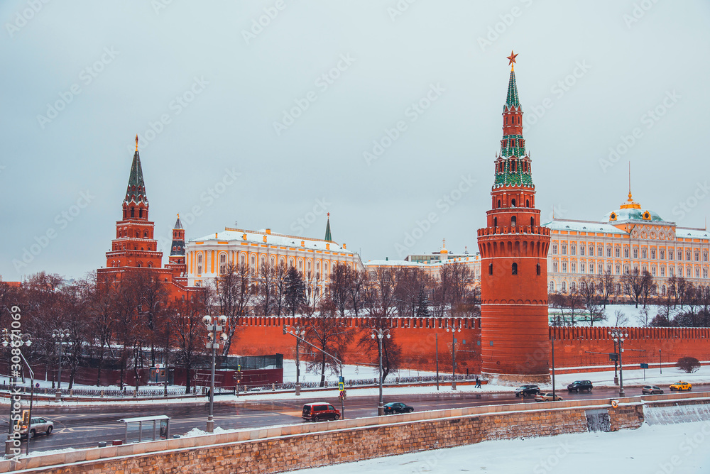 City winter landscape. Moscow, Russia