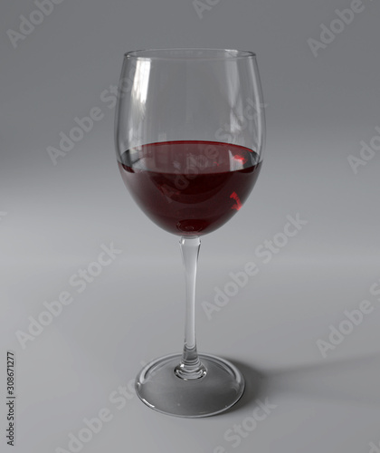 Konstfotografi Glass of red whine on gray background