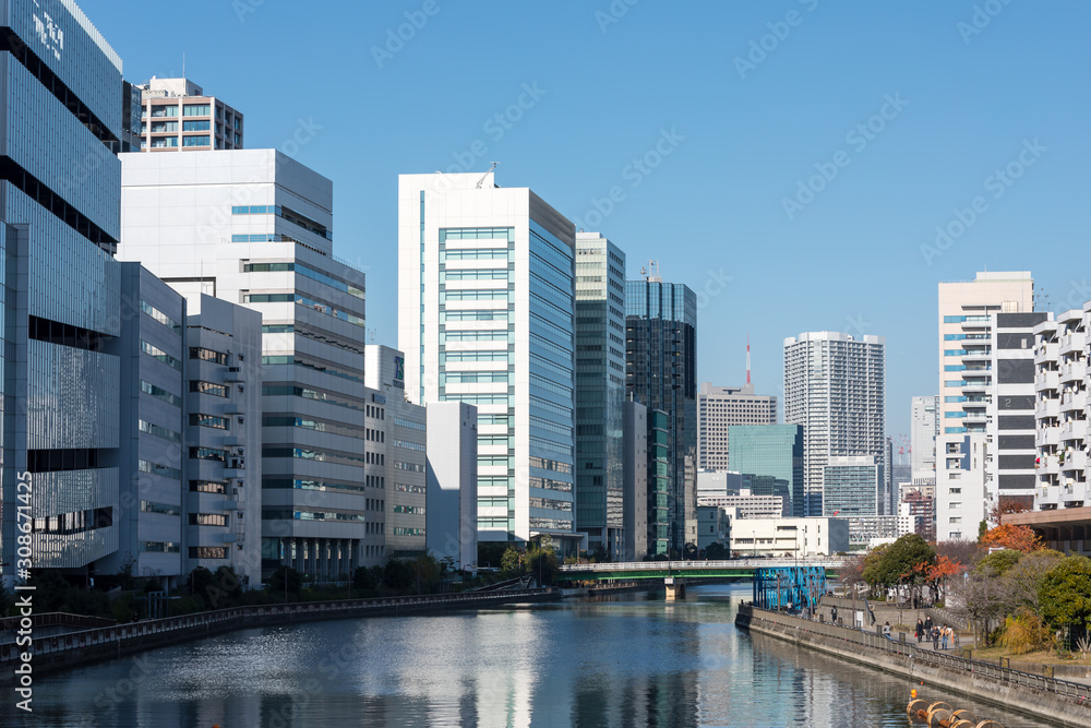 (東京都ｰ都市風景)青空の下のウォーターフロント風景３
