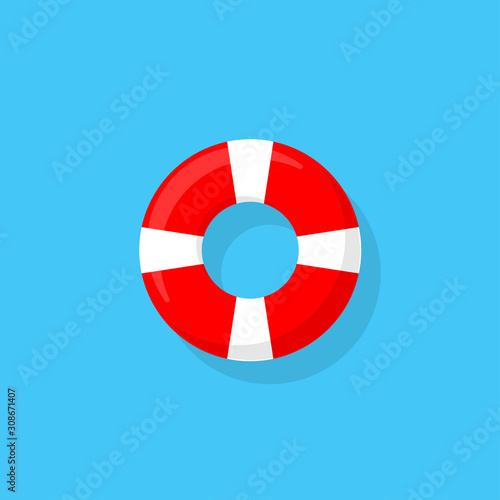 lifebuoy in flat style icon isolate with shadow