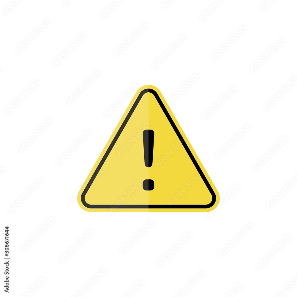 danger triangular yellow symbol color icon, flat danger triangular yellow symbol color icon, flat