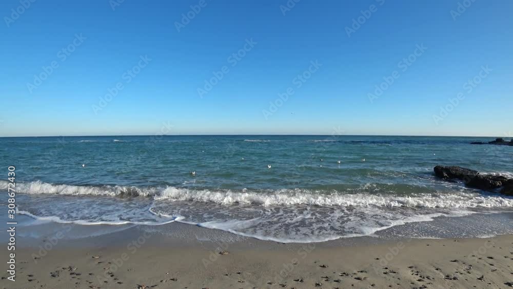 Storm in the autumn sea on the beach Storm in the autumn sea on the beach