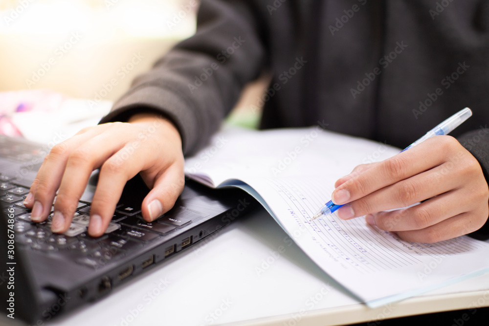 businesswoman working on laptop in office businesswoman working on laptop in office