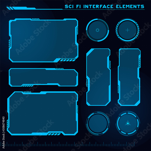 Set of Sci Fi Modern User Interface Elements. Futuristic Abstract HUD. Good for game UI. Vector Illustration EPS10