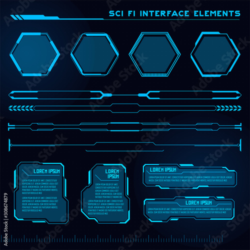 Set of Sci Fi Modern User Interface Elements. Futuristic Abstract HUD. Good for game UI. Vector Illustration EPS10