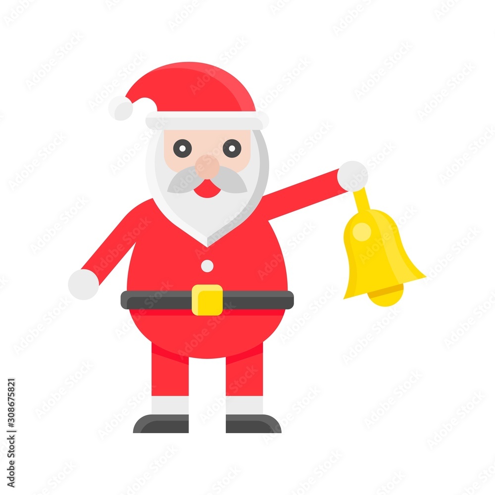 Santa claus hold bell, Christmas day related flat icon Santa claus hold bell, Christmas day related flat icon