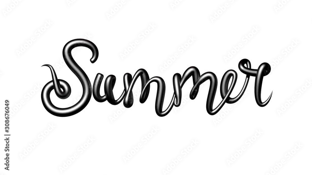 3D animation of dark stroke forming word Summer then fading away on white background. Computer animation with alpha channel. Looping. 3D animation of dark stroke forming word Summer then fading away on white background. Computer animation with alpha channel. Looping.