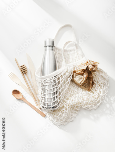 Plastic-free items in an ideology of ecological zero waste movement and life style