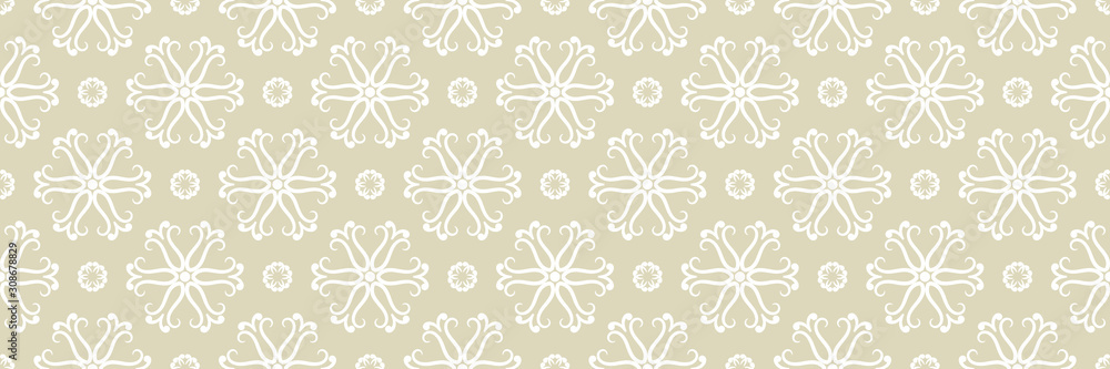 Floral seamless pattern. White on olive green background