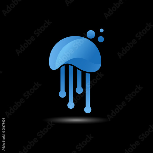 jellyfish vector logo. animal on sea symbol.
