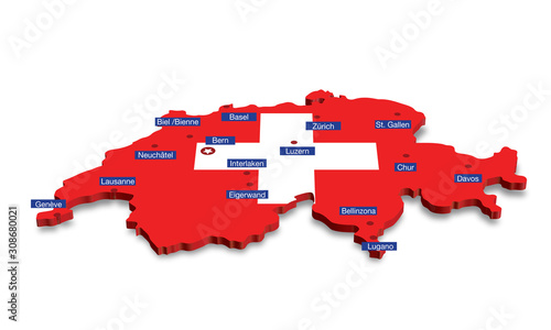 swiss map with cities