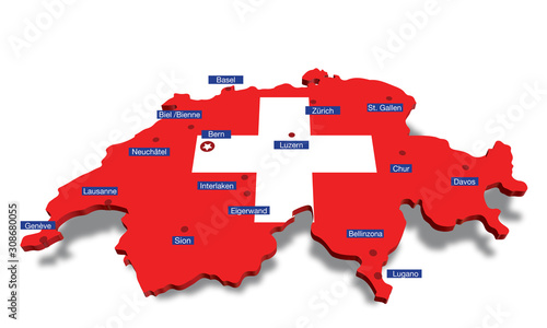 swiss map with cities