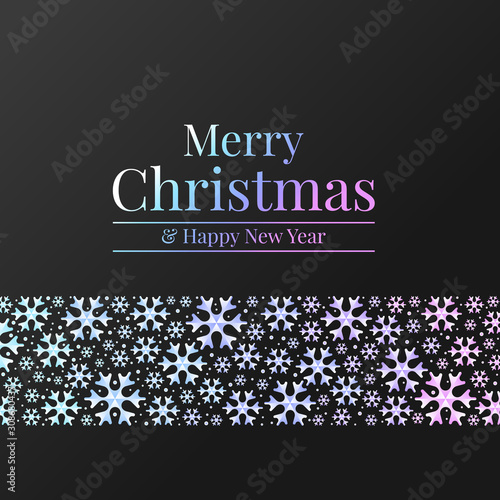 merry christmas banner - Horizontal bar with abstract soft blue purple snow sign on black background vector design