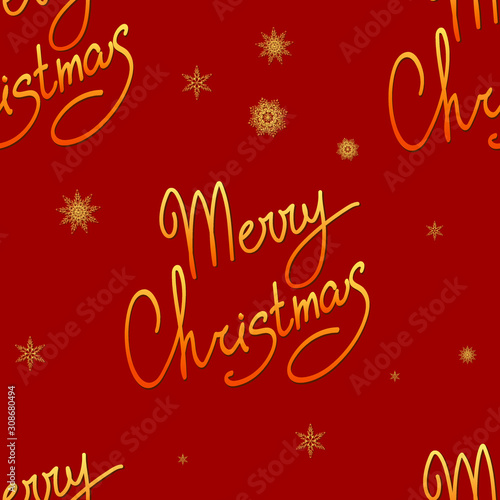 Merry Christmas seamless pattern. Lettering design. Vector illustration eps 10.