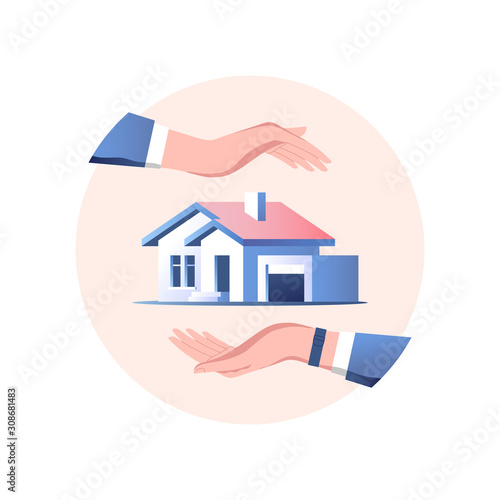 House insurance concept. Safety and security service. Vector illustration.