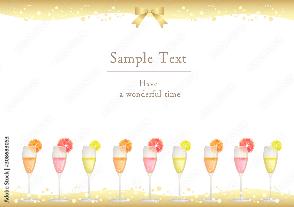 フレーム 枠 カクテル スパークリングワイン シャンパン ベクター イラスト ドリンク お酒 Vector De Stock Adobe Stock