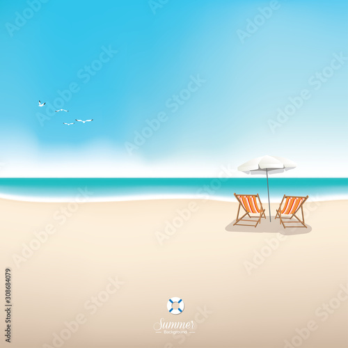 Fototapeta Naklejka Na Ścianę i Meble -  Summer beach vector background