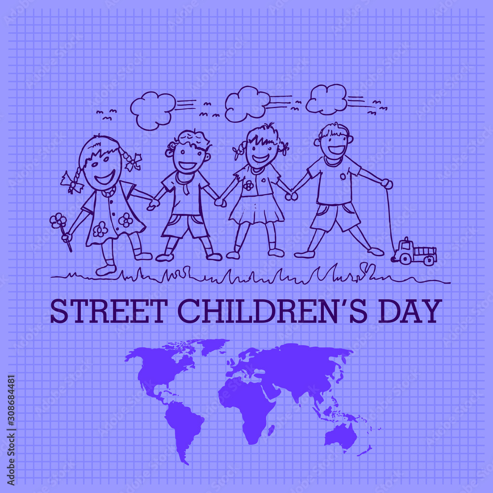 Fototapeta premium Street Children’s Day, poster and banner